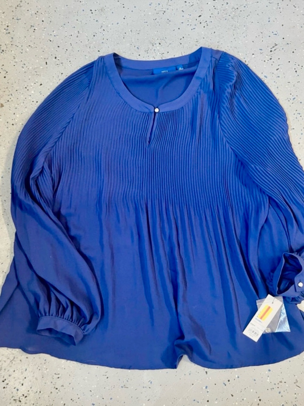 APT 9 Blue Pleated Long-Sleeve Women's Blouse XL